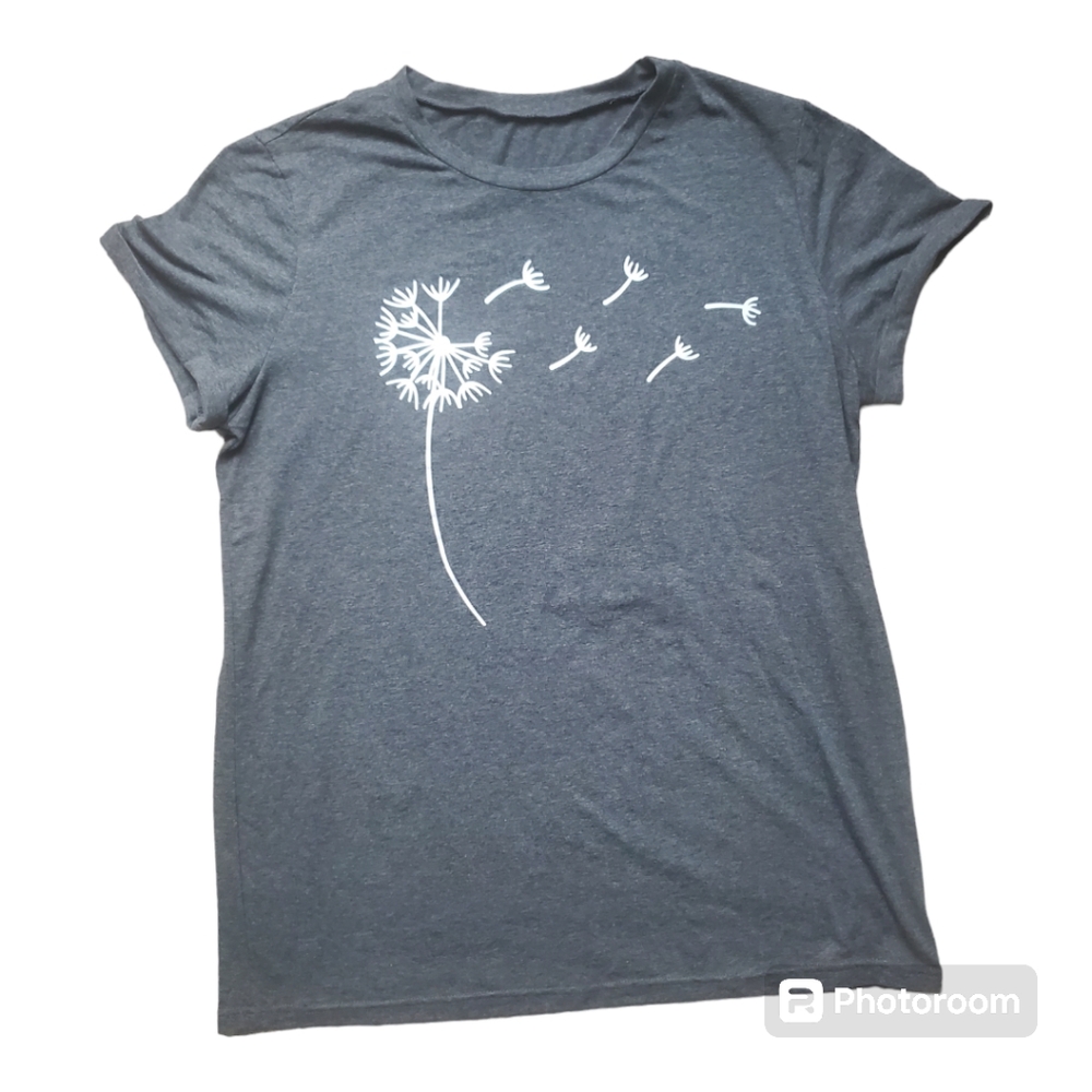 Dandelion Wish Grey/Blue Cuffed T-Shirt Large